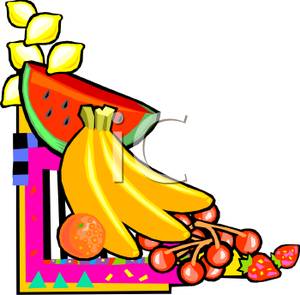 300x295 Fruit On A Neon Corner Background Clip Art Image