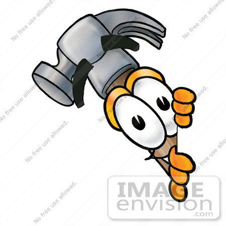 450x450 Clip Art Graphic Of A Hammer Tool Cartoon Character Peeking Around