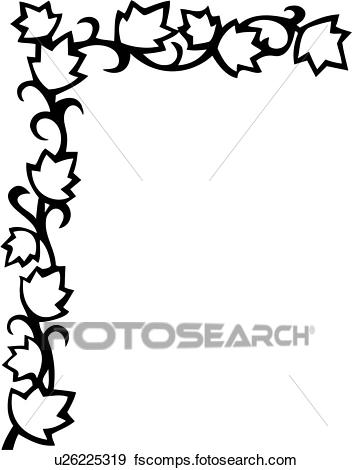 352x470 Clip Art Of , Border, Corner, Floral, Leaves, Vine, U26225319
