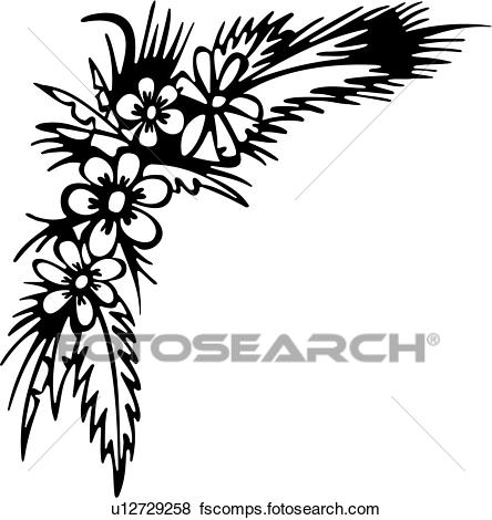 444x470 Clip Art Of , Border, Corner, Flower, U12729258