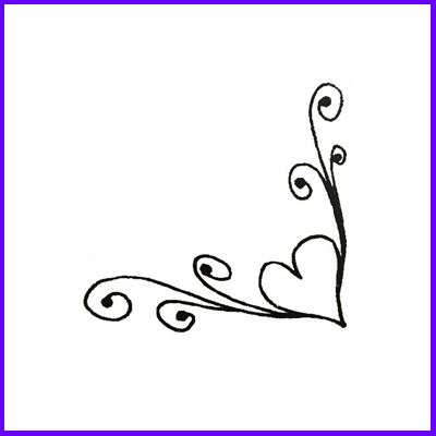 400x400 Scroll Heart Corner Wood Mounted Rubber Stamp From Wedloco