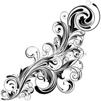 200x200 Swirl Corner Black Design Stock Vectors