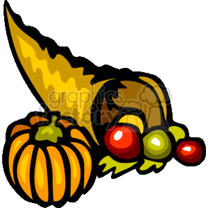 300x300 Royalty Free Thanksgiving Cornucopia With A Pumpkin And Gourds