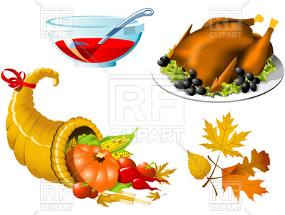 400x303 Thanksgiving Roasted Turkey And Cornucopia Royalty Free Vector