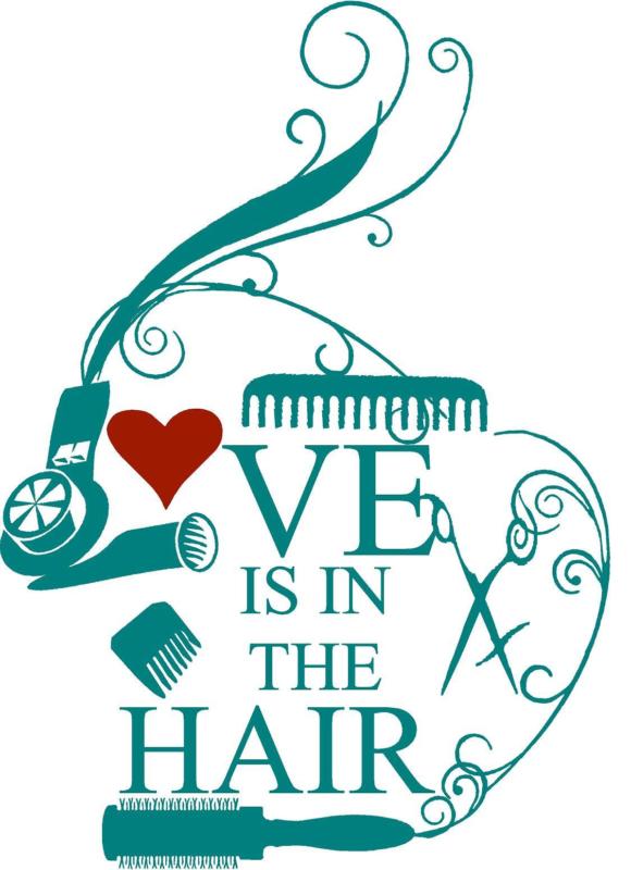 580x800 Love Is In The Hair Decal Hairstylist Beautician Cosmetologist