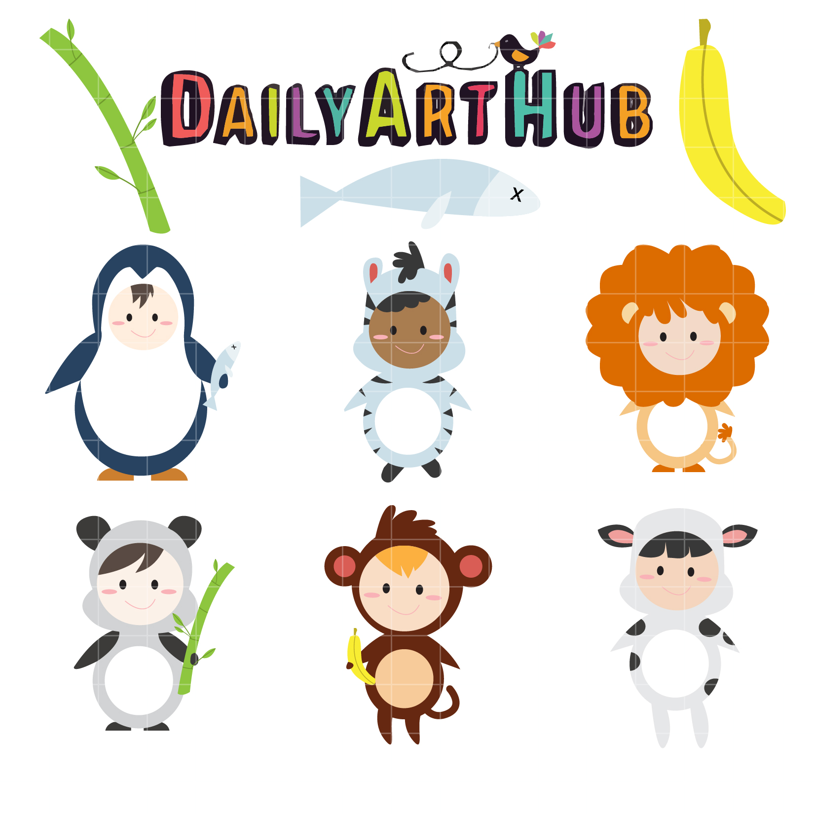 1650x1650 Children Animal Costume Clip Art Set Daily Art Hub