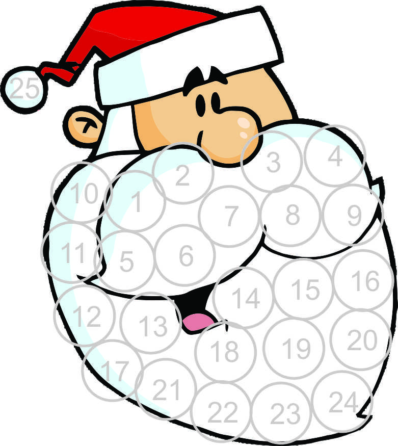 781x875 Cotton Ball Beard Printable Santa Advent Calendar Free Kids