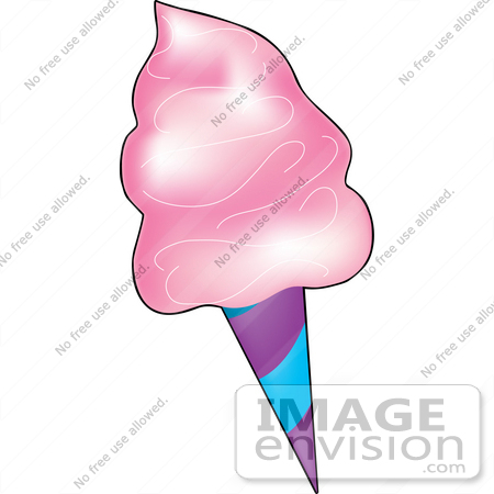 450x450 Clipart Of A Blue And Purple Spiral Cone With Pink Cotton Candy