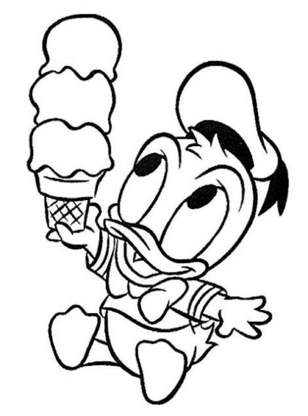 600x810 Baby Donald Duck Ice Cream Disney Coloring Pages