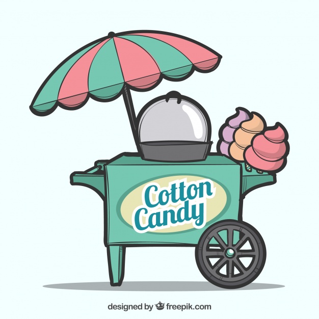 626x626 Cute Cotton Candy Cart With Umbrella Vector Free Download