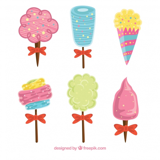 626x626 Pack Of Cotton Candy With Red Bow Vector Free Download