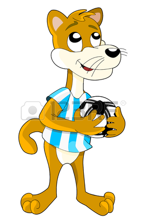 300x450 Cute Cartoon Cougar Puma Football Soccer Player Wearing