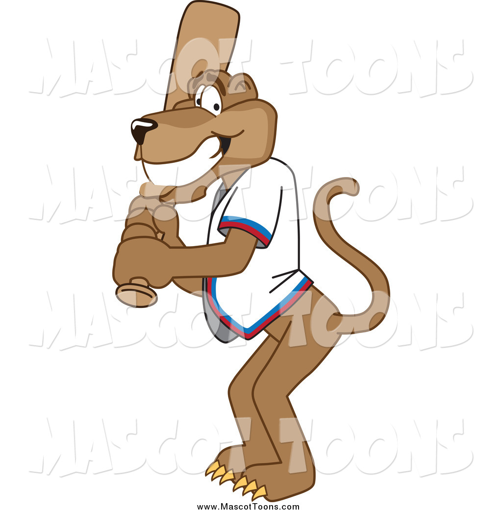 1024x1044 Vector Cartoon Of A Cougar Mascot Batting