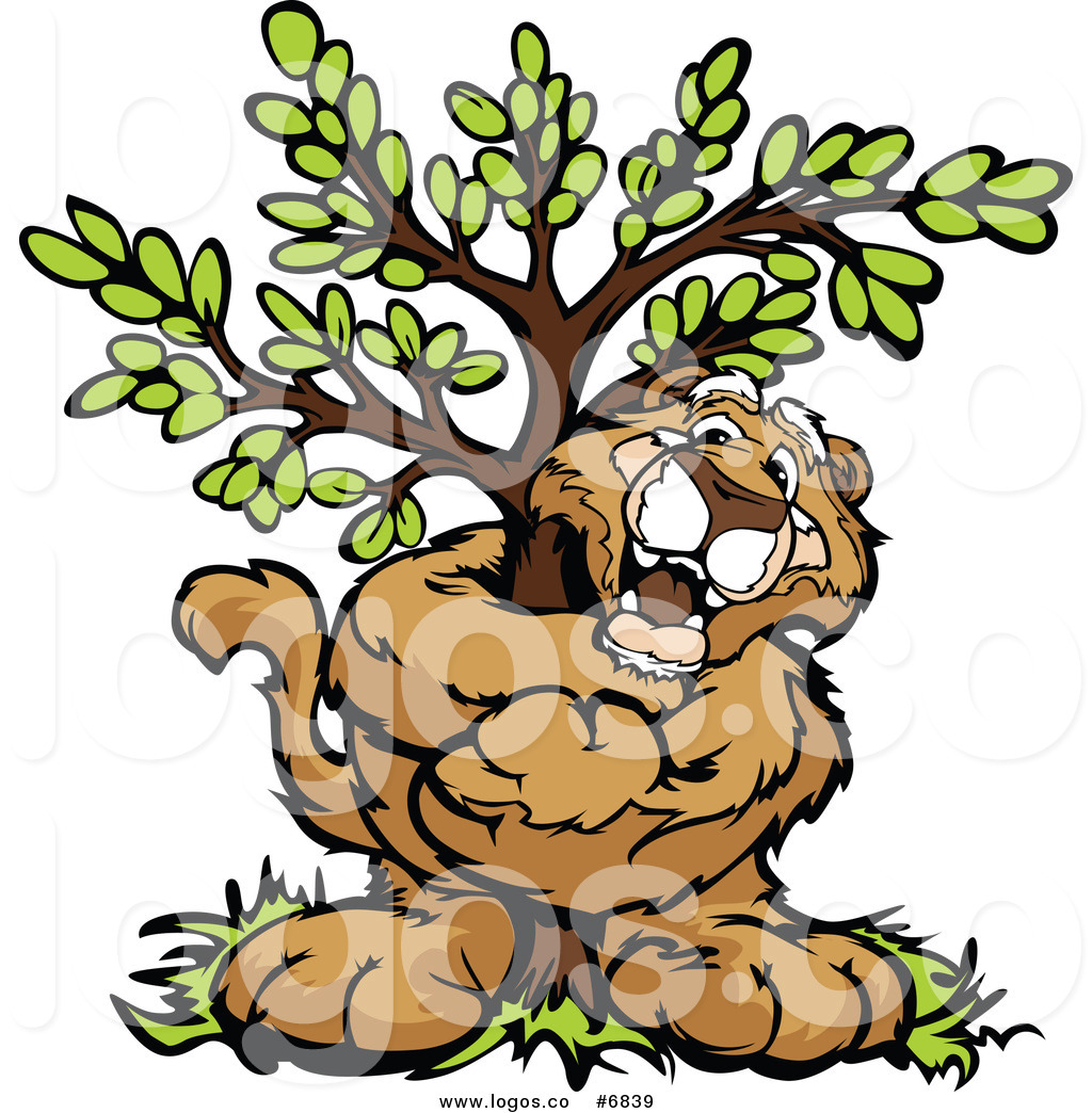 1024x1044 Royalty Free Clip Art Vector Logo Of A Cougar Hugging A Tree By