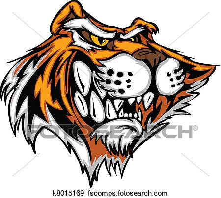 450x403 Clip Art Of Cartoon Tiger Mascot Head Vector Il K8015169