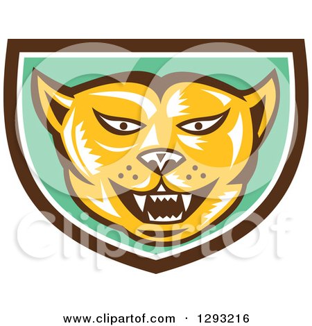 450x470 Clipart Of Retro Woodcut Cougar Puma Mountain Lion Head In
