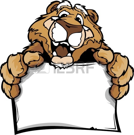 447x450 Fox Head Smiling Mascot Holding Sign Illustration Royalty Free