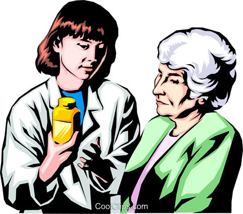 480x423 Woman With Prescription Royalty Free Vector Clip Art Illustration