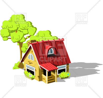 400x381 Tiled Country House Royalty Free Vector Clip Art Image