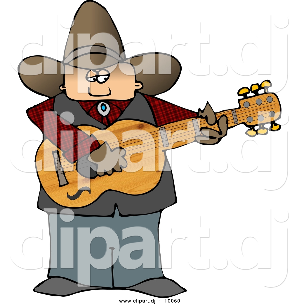 1024x1044 Clipart Of A Cartoon Country Cowboy Playing A Guitar By Djart