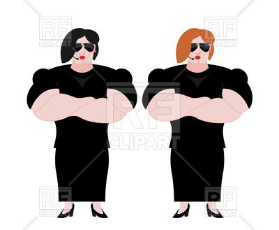 400x329 Female Bodyguard Couple. Strong Woman. Royalty Free Vector Clip