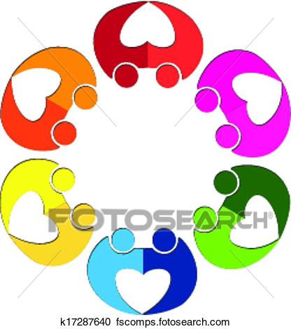 416x470 Clipart Of Teamwork Couples Heart Logo K17287640