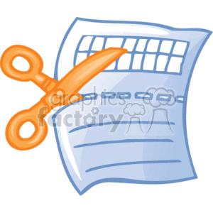 300x300 Royalty Free Cartoon Scissors Cutting A Coupon 136655 Vector Clip