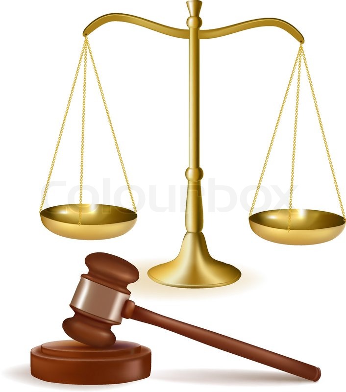 706x800 Judge Gavel With Scales. Vector Illustration. Stock Vector