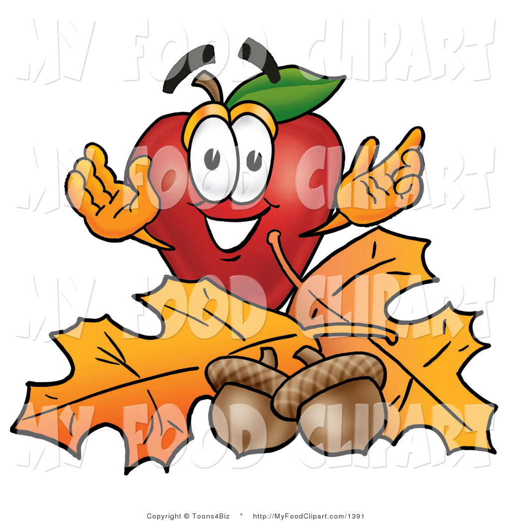 1024x1044 Food Clip Art Of A Grinning Red Apple Character Mascot With Acorns