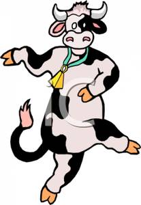 207x300 Dancing Dairy Cow With A Bell Around Its Neck Clip Art Image