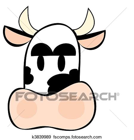 450x470 Clip Art Of Funny Dairy Cow Face. K3839989