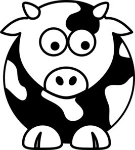 267x297 Black And White Cow Clip Art