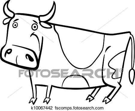 450x369 Clipart Of Cartoon Illustration Of Farm Cow For Coloring K10067442