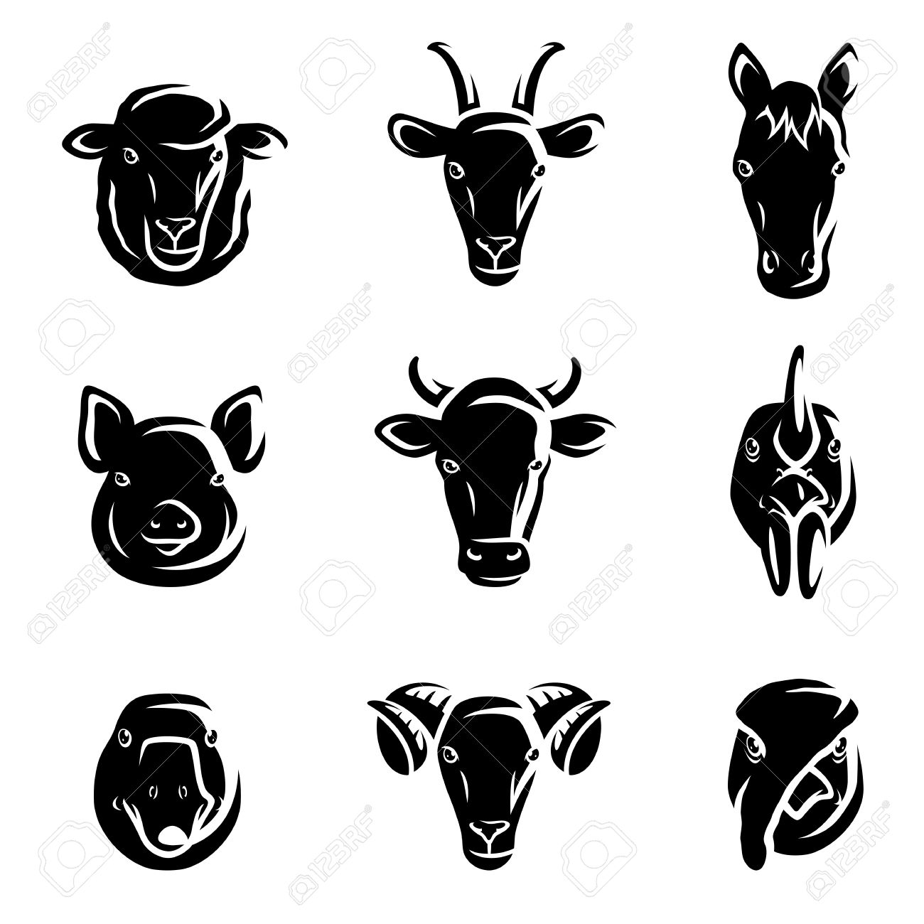 1300x1300 Farm Animals Clipart Cow Head
