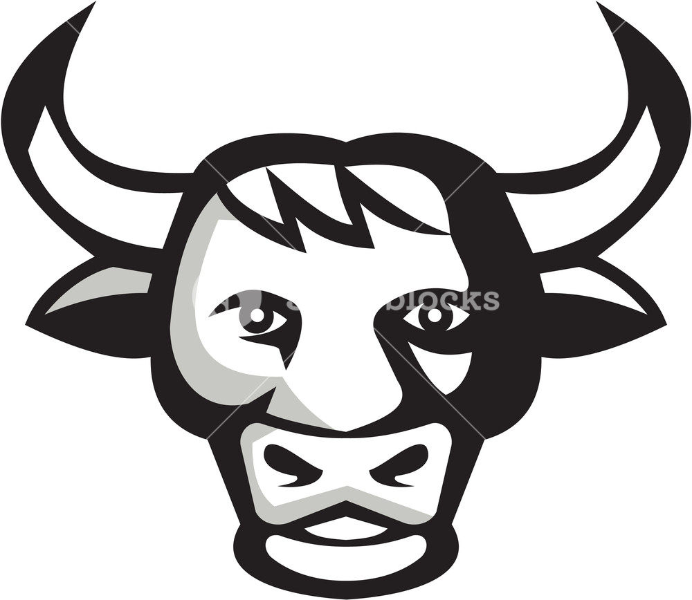 1000x868 Illustration Of A Bull Cow Head Smiling Friendly Facing Front Set