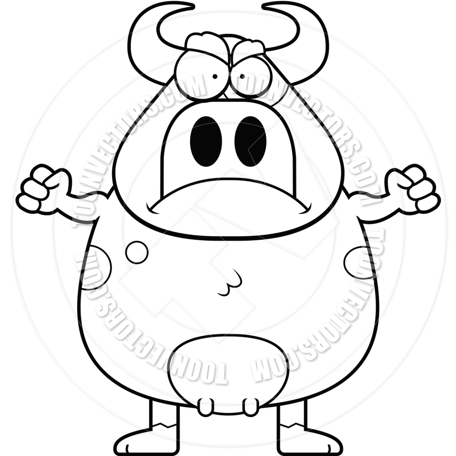 940x940 Mad Cow (Black And White Line Art) By Cory Thoman Toon Vectors