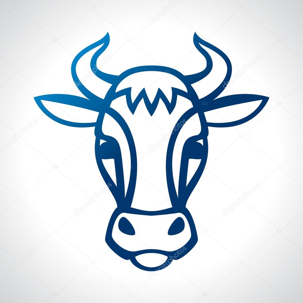 1024x1024 Cow Head Silhouette Emblem Design On White Background Stock