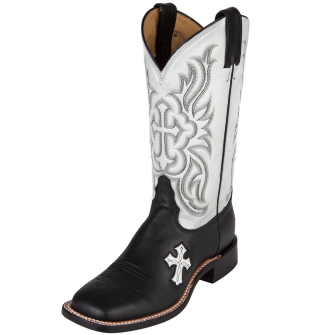 672x672 Tony Lama Black W White Cross Cowgirl Boot