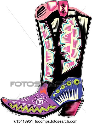 352x470 Clipart Of Fiesta Cowboy Boot U15418951