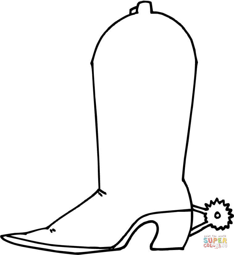 758x826 Cowboy Boot With Spur Coloring Page Free Printable Coloring Pages