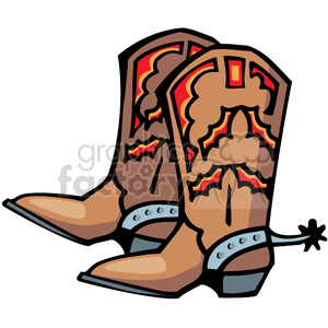 300x300 Royalty Free A Pair Of Brown And Red Cowboy Boots With Silver