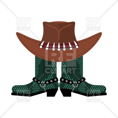 400x400 Australian Hat On Crocodile Skin Boots Royalty Free Vector Clip
