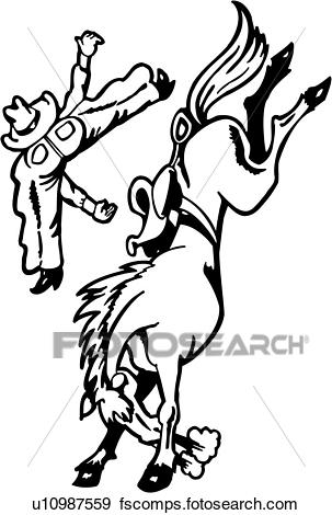 303x470 Clip Art Of , Action, Cowboy, Horse, Rodeo, Sport, Western