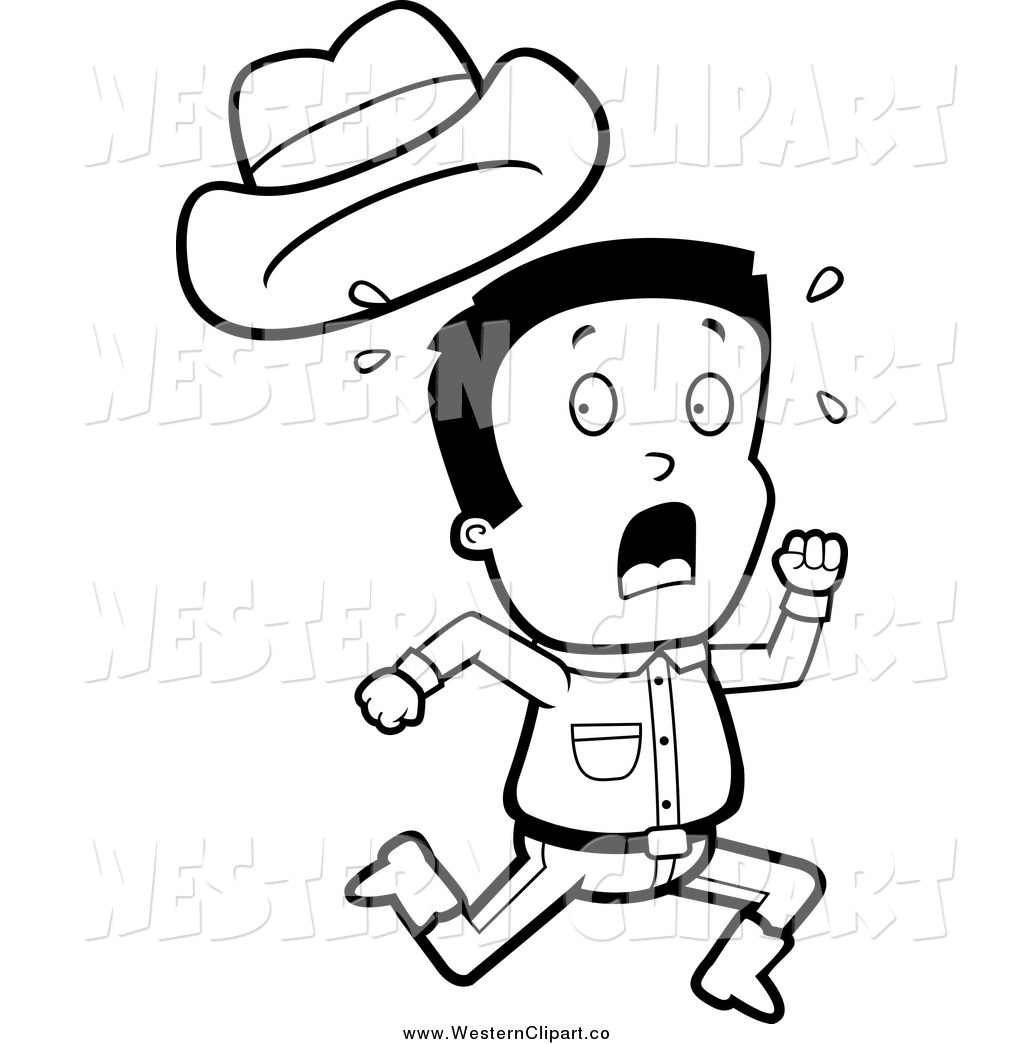 1024x1044 Vector Clip Art Of A Black And White Screaming Cowboy Losing His
