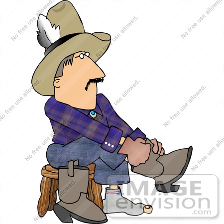 450x450 Cowboy Putting On His Boots Clipart