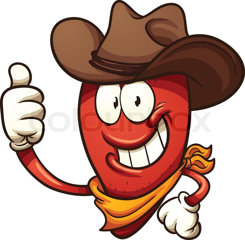 800x782 Cowboy Chili Pepper. Vector Clip Art Illustration With Simple