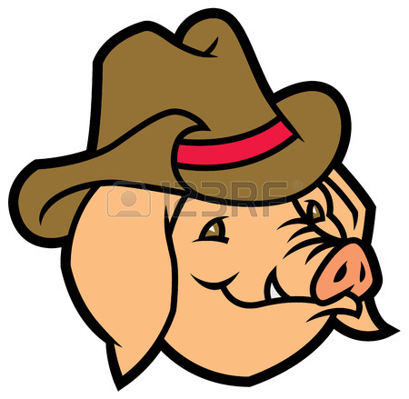 450x439 Cartoon Vector Pig With Cowboy Hat Royalty Free Cliparts, Vectors