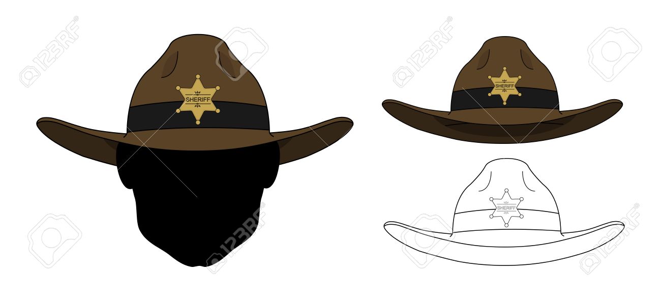 1300x594 Wild West Old Fashion Sheriff Hat. Vector Clip Art Color