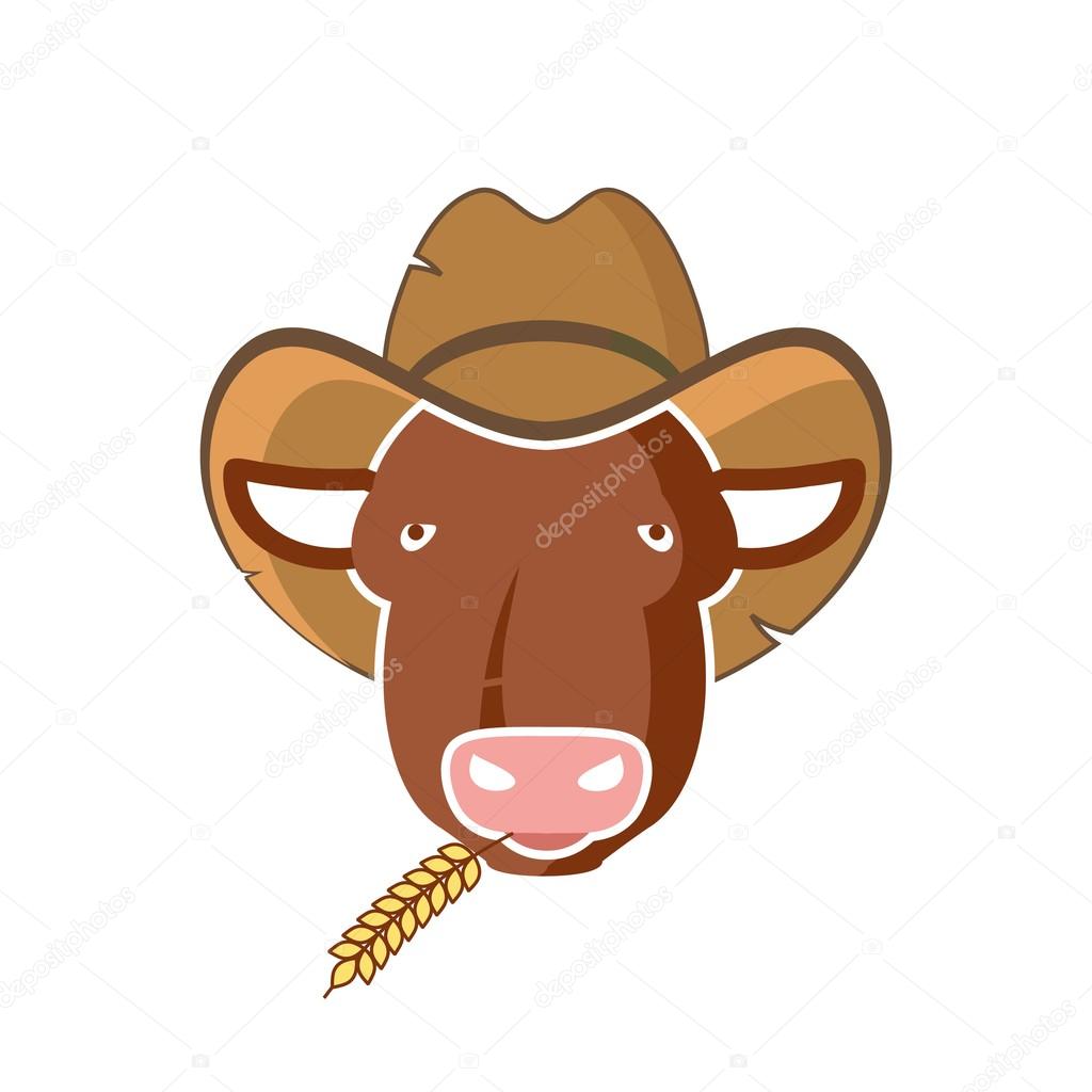 1024x1024 Cartoon Style Bull Head With Cowboy Hat Stock Vector Mizlatic