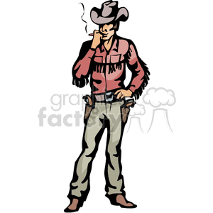 300x300 Royalty Free A Cowboy Standing Thinking Smoking 374138 Vector Clip
